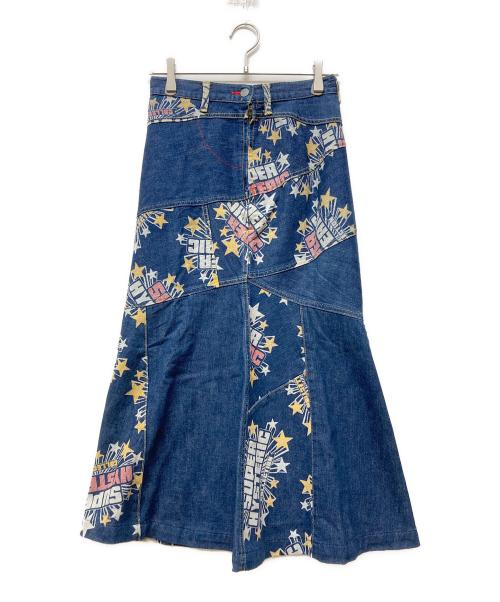 Hysteric Glamour（ヒステリックグラマー）Hysteric Glamour (ヒステリックグラマー) プリントフレアデニムスカート ブルー サイズ:不明の古着・服飾アイテム