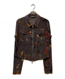 Desigual（デシグアル）の古着「フロック加工ジップシャツ」｜ブラウン