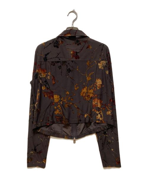 Desigual（デシグアル）Desigual (デシグアル) フロック加工ジップシャツ ブラウン サイズ:XLの古着・服飾アイテム