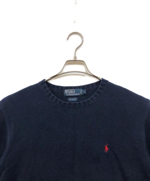 POLO RALPH LAUREN（ポロ・ラルフローレン）POLO RALPH LAUREN (ポロ・ラルフローレン) クルーネックニット ネイビー サイズ:Lの古着・服飾アイテム
