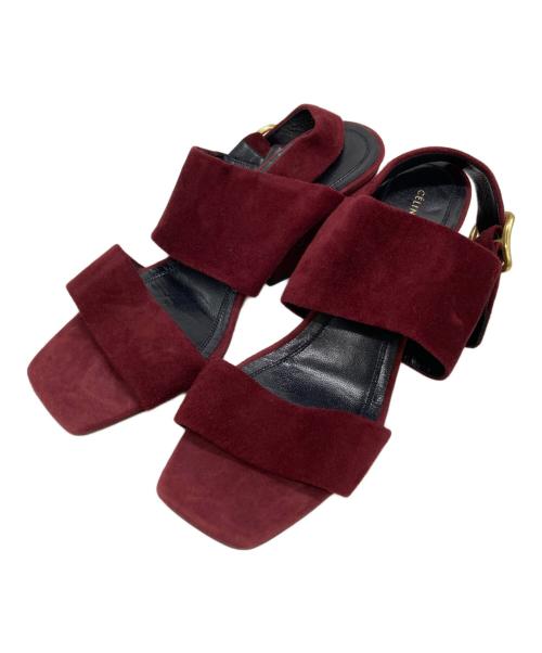 CELINE（セリーヌ）CELINE (セリーヌ) スエードレザーストラップサンダル ボルドー サイズ:35.5の古着・服飾アイテム