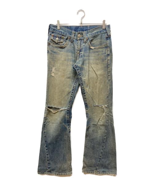 TRUE RELIGION（トゥルー レリジョン）TRUE RELIGION (トゥルー レリジョン) バック刺繍フレアデニムパンツ ブルー サイズ:30の古着・服飾アイテム