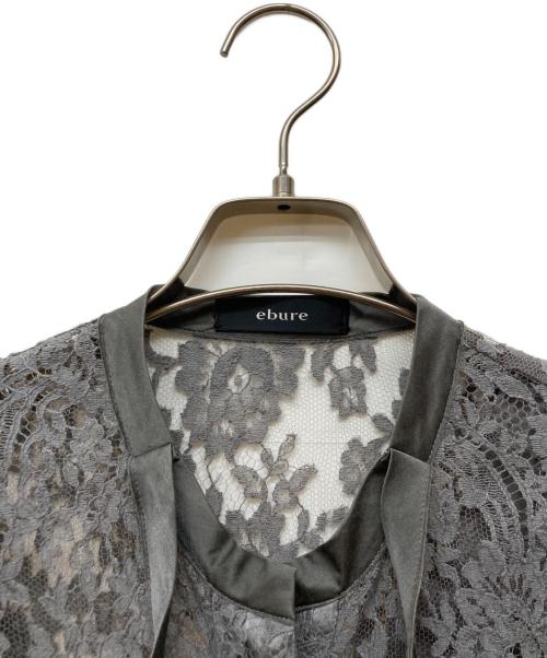 ebure（エブール）EBURE (エブール) レースボウタイブラウス グレー サイズ:38の古着・服飾アイテム