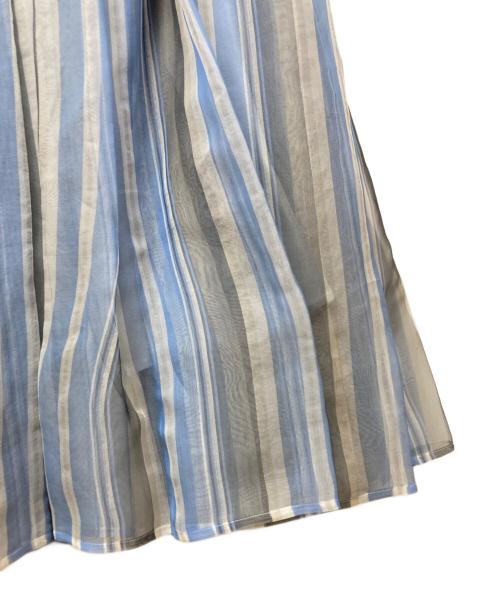 ebure（エブール）EBURE (エブール) シルクストライプボウタイワンピース ブルー サイズ:36 未使用品の古着・服飾アイテム