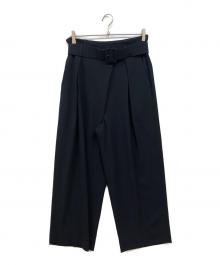 ebure（エブール）の古着「ベルト付きセンタープレスタックワイドパンツ」｜ブラック
