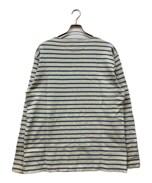 RRL（ダブルアールエル）RRL (ダブルアールエル) ボーダーヘンリーネックカットソー ブルー サイズ:XLの古着・服飾アイテム