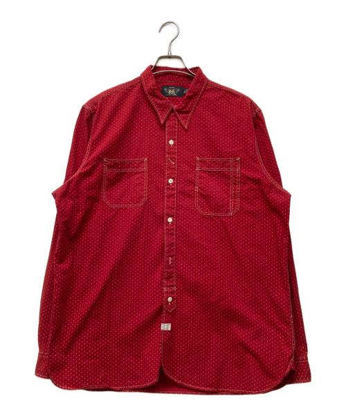 RRL（ダブルアールエル）RRL (ダブルアールエル) ポルカドット ウーブン ワークシャツ レッド サイズ:XLの古着・服飾アイテム