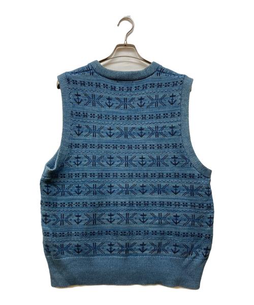 RRL（ダブルアールエル）RRL (ダブルアールエル) インディゴフェアアイルニットベスト ブルー サイズ:XLの古着・服飾アイテム