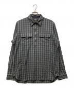RRLダブルアールエル）の古着「ハーフジップチェックシャツ」｜ブラック