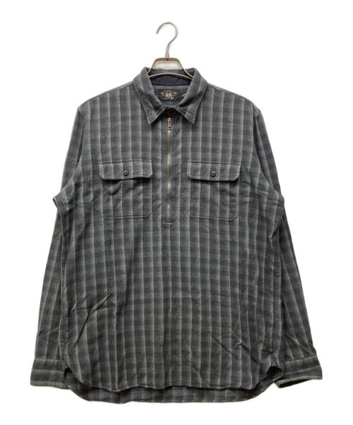 RRL（ダブルアールエル）RRL (ダブルアールエル) ハーフジップチェックシャツ ブラック サイズ:Lの古着・服飾アイテム