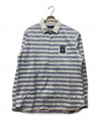POLO RALPH LAURENポロ・ラルフローレン）の古着「クレストストライプオックスフォード シャツ」｜ブルー
