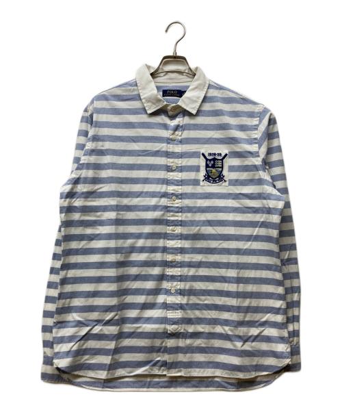 POLO RALPH LAUREN（ポロ・ラルフローレン）POLO RALPH LAUREN (ポロ・ラルフローレン) クレストストライプオックスフォード シャツ ブルー サイズ:XLの古着・服飾アイテム