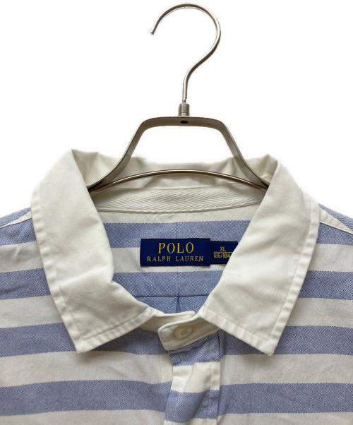 POLO RALPH LAUREN（ポロ・ラルフローレン）POLO RALPH LAUREN (ポロ・ラルフローレン) クレストストライプオックスフォード シャツ ブルー サイズ:XLの古着・服飾アイテム