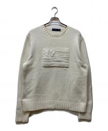 POLO RALPH LAUREN（ポロ・ラルフローレン）の古着「星条旗立体ロゴニット」｜ホワイト