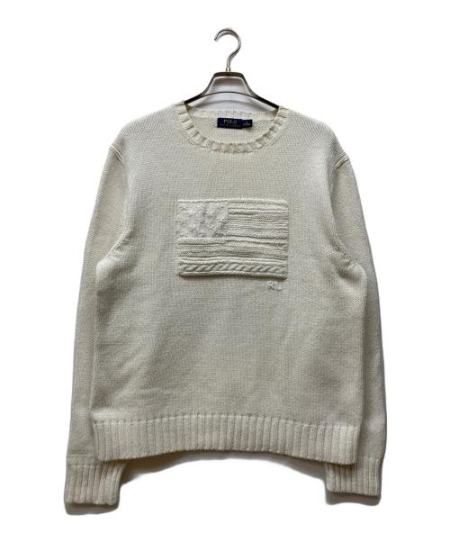 POLO RALPH LAUREN（ポロ・ラルフローレン）POLO RALPH LAUREN (ポロ・ラルフローレン) 星条旗立体ロゴニット ホワイト サイズ:XLの古着・服飾アイテム