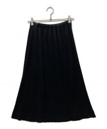 PLEATS PLEASE（プリーツプリーズ）の古着「ベロアプリーツスカート」｜ブラック