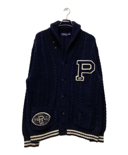 POLO RALPH LAUREN（ポロ・ラルフローレン）POLO RALPH LAUREN (ポロ・ラルフローレン) ショールカラーニットカーディガン ブルー サイズ:XLの古着・服飾アイテム
