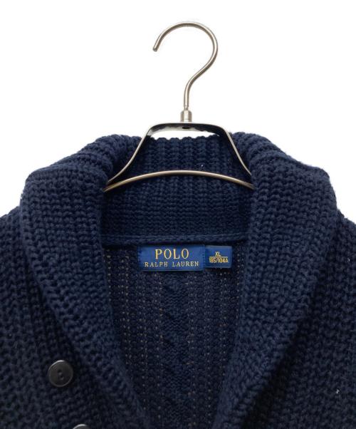 POLO RALPH LAUREN（ポロ・ラルフローレン）POLO RALPH LAUREN (ポロ・ラルフローレン) ショールカラーニットカーディガン ブルー サイズ:XLの古着・服飾アイテム