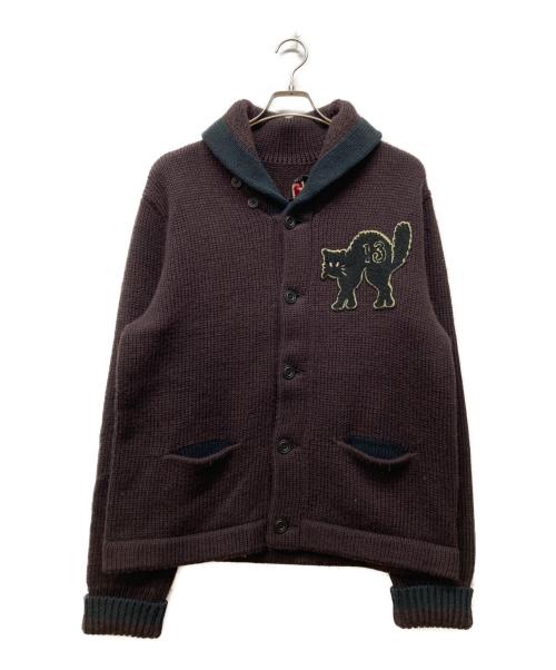 RRL（ダブルアールエル）RRL (ダブルアールエル) Black Cat Cardigan バーガンディー サイズ:XLの古着・服飾アイテム
