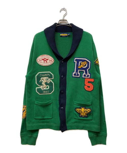 Rugby Ralph Lauren（ラグビーラルフローレン）Rugby Ralph Lauren (ラグビーラルフローレン) レタードニットカーディガン グリーン サイズ:XLの古着・服飾アイテム