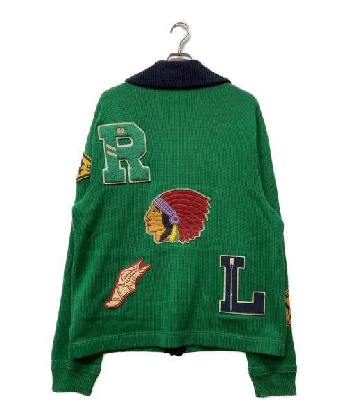 Rugby Ralph Lauren（ラグビーラルフローレン）Rugby Ralph Lauren (ラグビーラルフローレン) レタードニットカーディガン グリーン サイズ:XLの古着・服飾アイテム