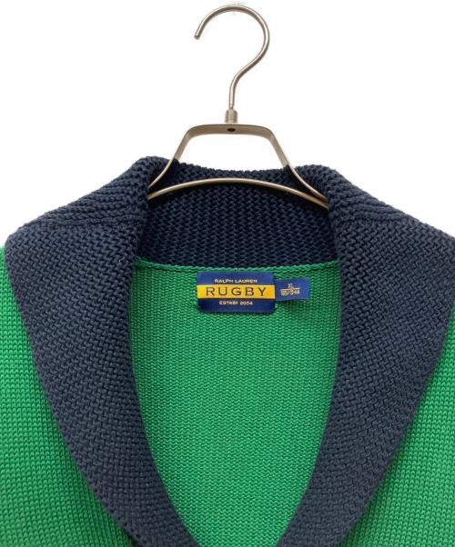 Rugby Ralph Lauren（ラグビーラルフローレン）Rugby Ralph Lauren (ラグビーラルフローレン) レタードニットカーディガン グリーン サイズ:XLの古着・服飾アイテム