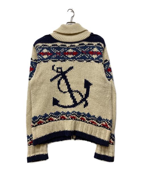 POLO RALPH LAUREN（ポロ・ラルフローレン）POLO RALPH LAUREN (ポロ・ラルフローレン) ジップアップカウチンニットジャケット アイボリー サイズ:Lの古着・服飾アイテム