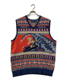 POLO RALPH LAUREN（ポロ・ラルフローレン）の古着「総柄ニットベスト/Sufer Bear Cotton-Blend Vest」｜マルチカラー