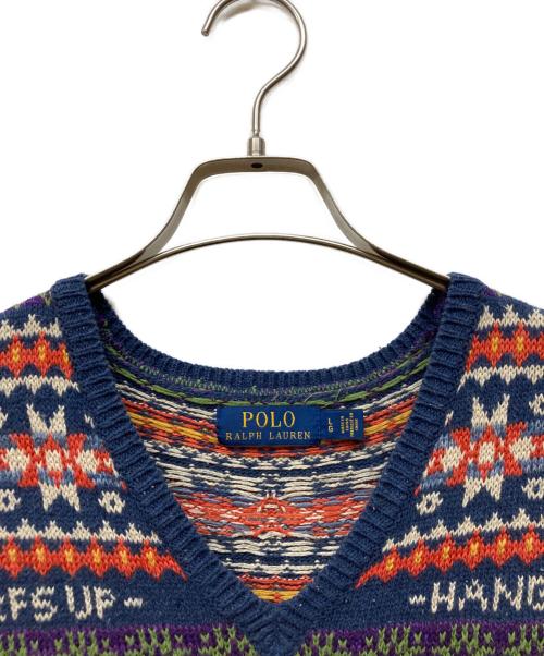 POLO RALPH LAUREN（ポロ・ラルフローレン）POLO RALPH LAUREN (ポロ・ラルフローレン) 総柄ニットベスト/Sufer Bear Cotton-Blend Vest マルチカラー サイズ:Lの古着・服飾アイテム