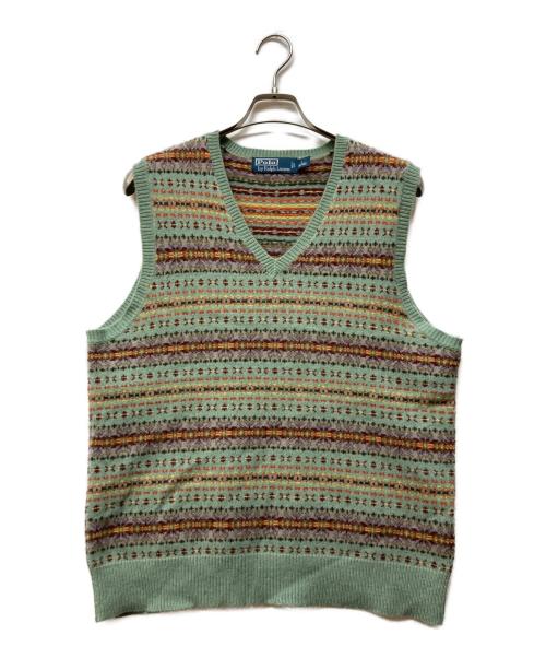 POLO RALPH LAUREN（ポロ・ラルフローレン）POLO RALPH LAUREN (ポロ・ラルフローレン) カシミヤニットベスト グリーン サイズ:Lの古着・服飾アイテム