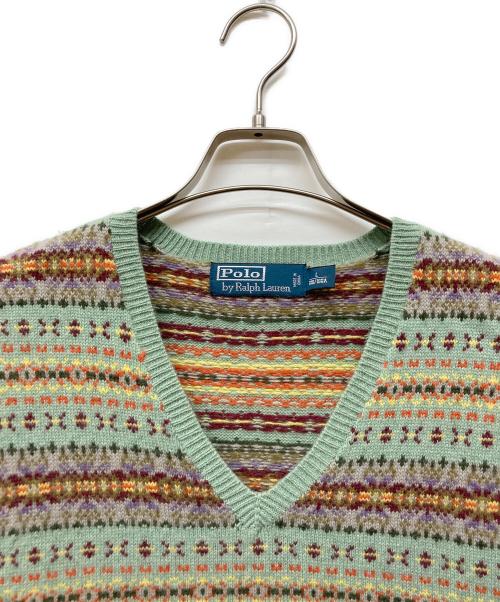 POLO RALPH LAUREN（ポロ・ラルフローレン）POLO RALPH LAUREN (ポロ・ラルフローレン) カシミヤニットベスト グリーン サイズ:Lの古着・服飾アイテム