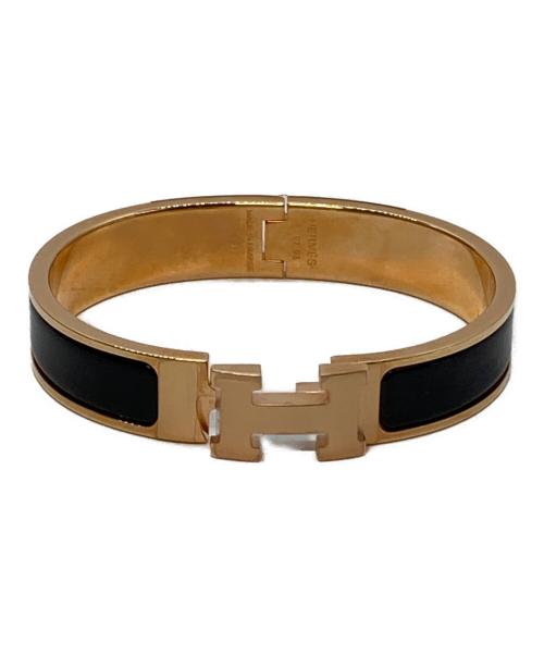 HERMES（エルメス）HERMES (エルメス) エナメルブレスレット ゴールド×ブラックの古着・服飾アイテム