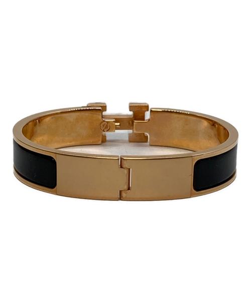 HERMES（エルメス）HERMES (エルメス) エナメルブレスレット ゴールド×ブラックの古着・服飾アイテム