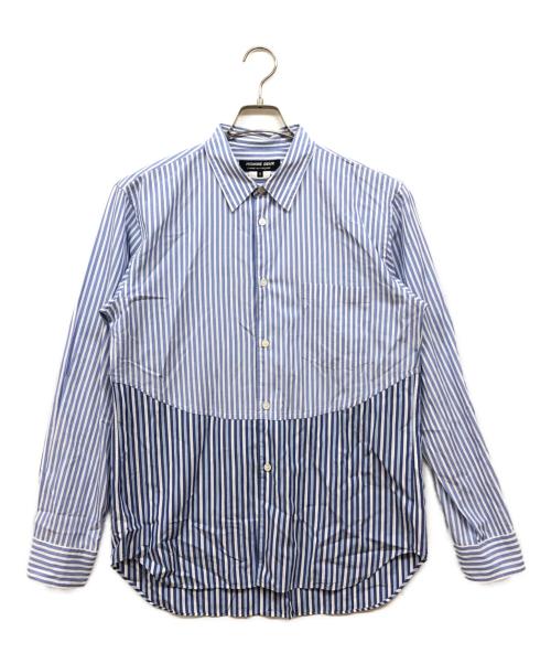 COMME des GARCONS HOMME DEUX（コムデギャルソン オム ドゥ）COMME des GARCONS HOMME DEUX (コムデギャルソン オム ドゥ) 切替ストライプシャツ ブルー サイズ:Mの古着・服飾アイテム