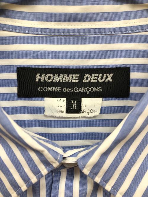 COMME des GARCONS HOMME DEUX（コムデギャルソン オム ドゥ）COMME des GARCONS HOMME DEUX (コムデギャルソン オム ドゥ) 切替ストライプシャツ ブルー サイズ:Mの古着・服飾アイテム