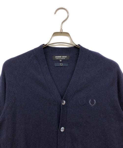 FRED PERRY（フレッドペリー）FRED PERRY (フレッドペリー) COMME des GARCONS HOMME DEUX (コムデギャルソン オム ドゥ) Vネックカーディガン ネイビー サイズ:Mの古着・服飾アイテム