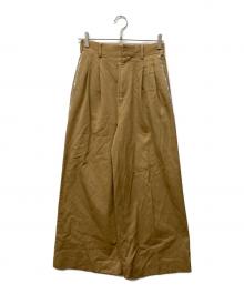 beautiful people（ビューティフルピープル）の古着「selvedge logo chino two tuck wide pants」｜ベージュ
