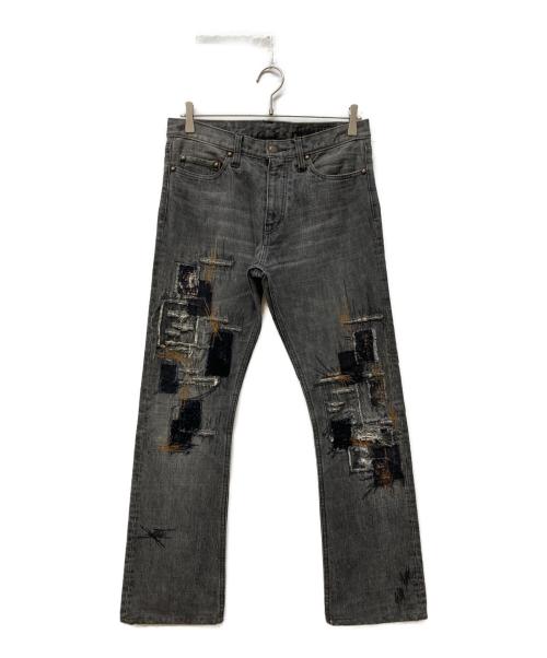 JELADO（ジェラード）JELADO (ジェラード) ダメージ加工 クラッシュ パッチワークリメイク ストレート ブラック サイズ:SIZE2の古着・服飾アイテム