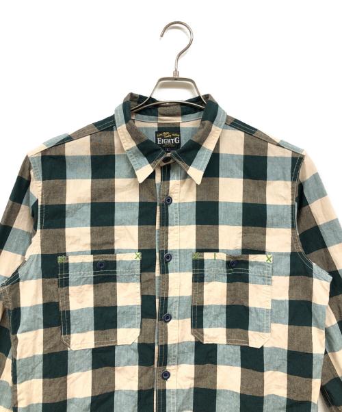 EIGHT G（エイトジー）EIGHT G (エイトジー) ブロックチェックワークシャツ グリーン サイズ:Lの古着・服飾アイテム