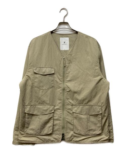 welter shelter（ウェルター シェルター）welter shelter (ウェルター シェルター) ノーカラー中綿ジャケット ベージュ サイズ:Lの古着・服飾アイテム