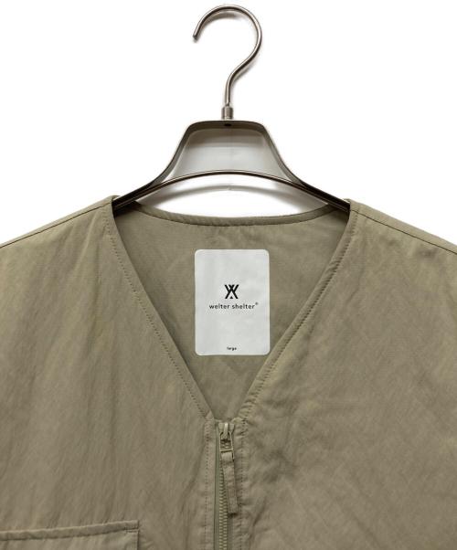 welter shelter（ウェルター シェルター）welter shelter (ウェルター シェルター) ノーカラー中綿ジャケット ベージュ サイズ:Lの古着・服飾アイテム
