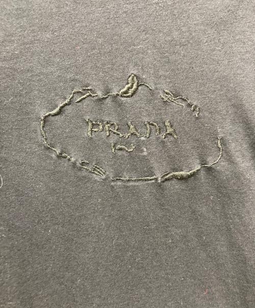 PRADA（プラダ）PRADA (プラダ) ロゴ刺繍 ポロシャツ ブラック サイズ:Sの古着・服飾アイテム