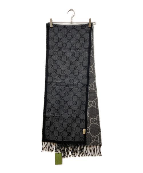 GUCCI（グッチ）GUCCI (グッチ) GGジャガード ウールニットマフラー ブラックの古着・服飾アイテム