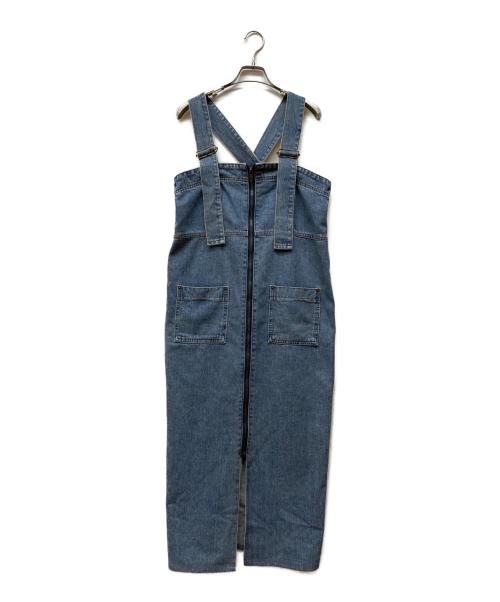 Something（サムシング）Something (サムシング) レースアップサロペットデニムスカート インディゴ サイズ:Mの古着・服飾アイテム