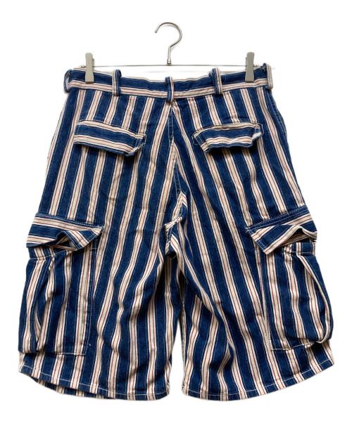 HELLOHELLO（HELLOHELLO）HELLOHELLO (HELLOHELLO) ストライプ柄ハーフパンツ ネイビー サイズ:32の古着・服飾アイテム