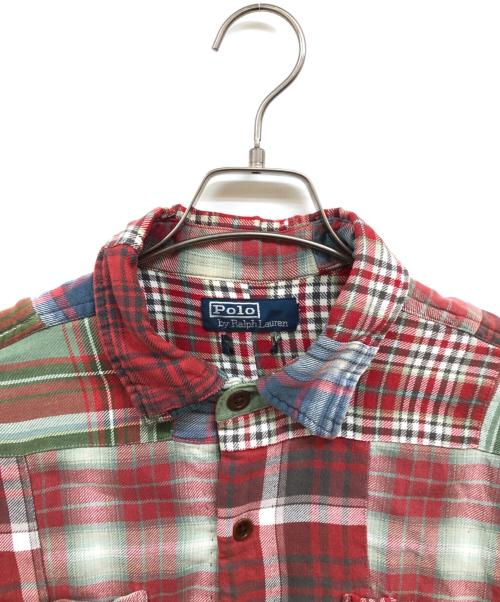 POLO RALPH LAUREN（ポロ・ラルフローレン）POLO RALPH LAUREN (ポロ・ラルフローレン) フランネルチェックパッチワークシャツ レッド サイズ:不明（実寸サイズをご確認ください）の古着・服飾アイテム