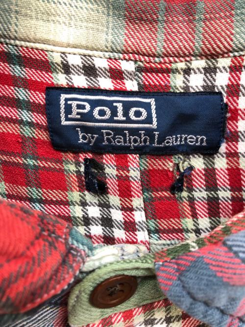 POLO RALPH LAUREN（ポロ・ラルフローレン）POLO RALPH LAUREN (ポロ・ラルフローレン) フランネルチェックパッチワークシャツ レッド サイズ:不明（実寸サイズをご確認ください）の古着・服飾アイテム