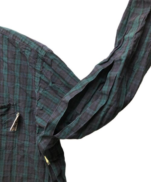 BEAMS SSZ（ビームス エスエスズィー）BEAMS SSZ (ビームス エスエスズィー) CUT CHECK SHIRT ネイビー サイズ:Lの古着・服飾アイテム