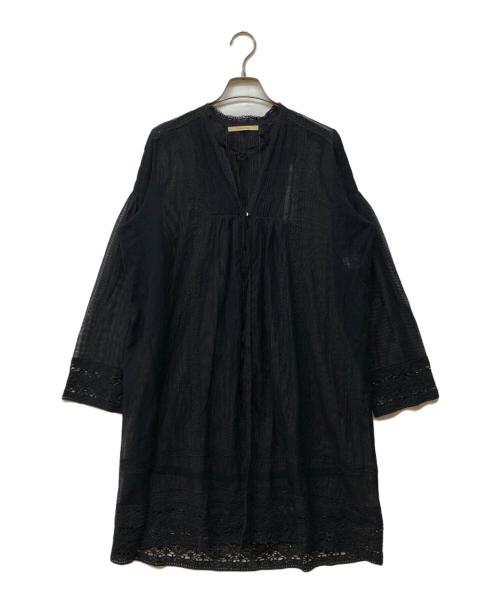 Curensology（カレンソロジー）Curensology (カレンソロジー) メッシュブラウスワンピース ブラック サイズ:FREEの古着・服飾アイテム
