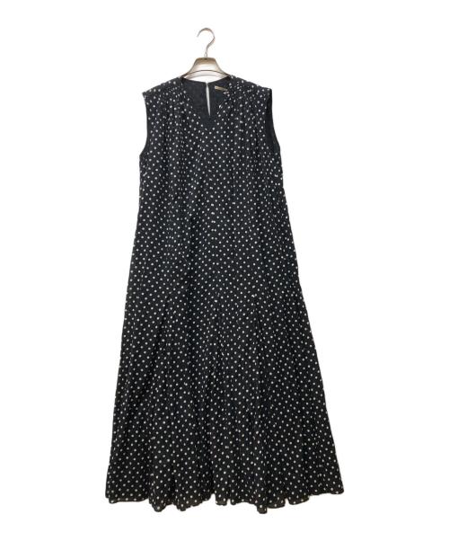 ne quittez pas（ヌキテパ）ne quittez pas (ヌキテパ) C.VOILE DOT PRINT SLEEVELESS DRESS ネイビー サイズ:M 未使用品の古着・服飾アイテム